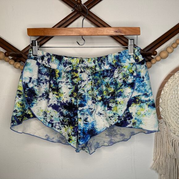 Athleta Hypersonic Caspian Blue Multi Petal Lined Swim Shorts - Picture 1 of 4